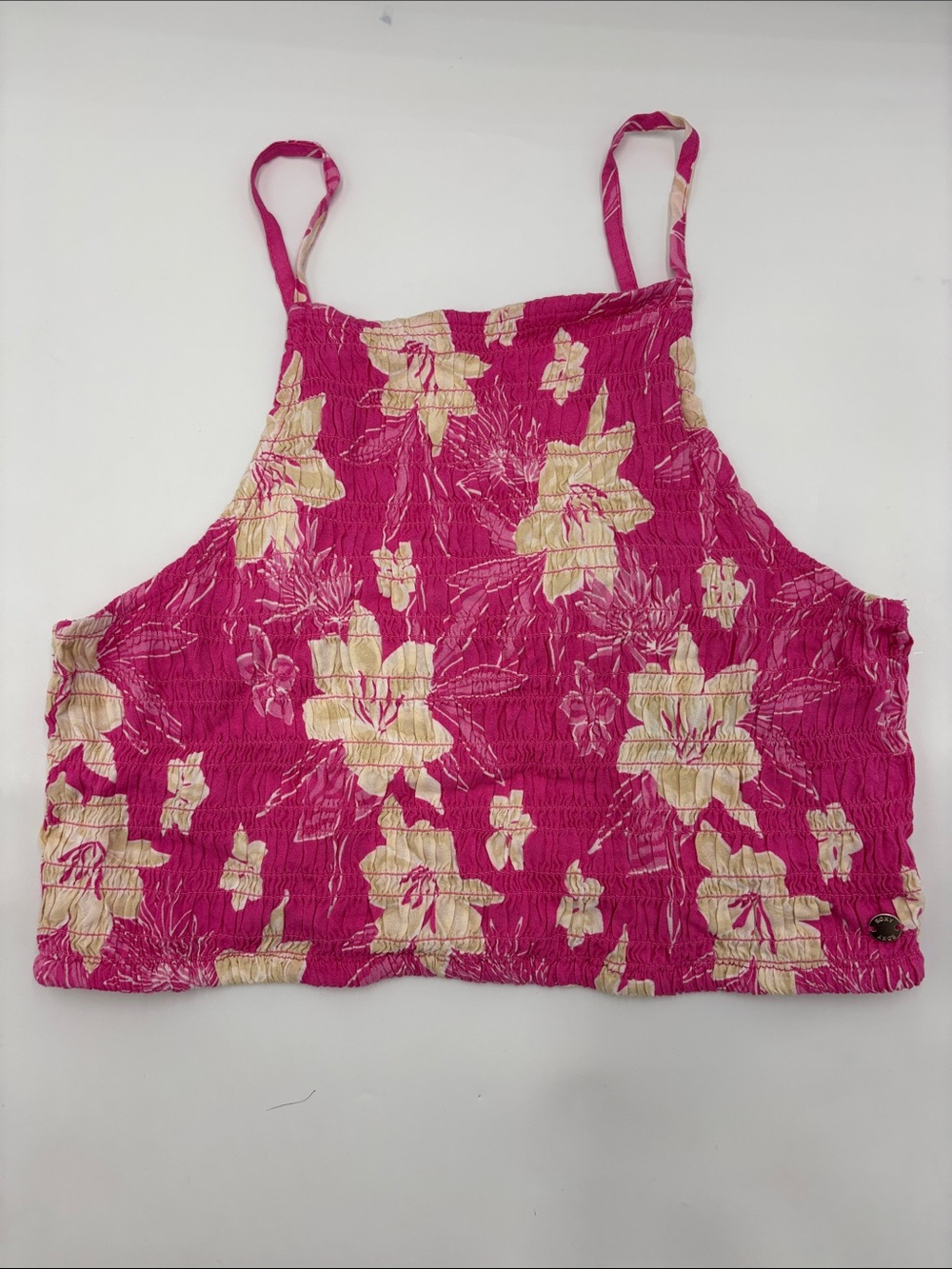 Roxy Live Free Floral Smocked Crop Cami Top